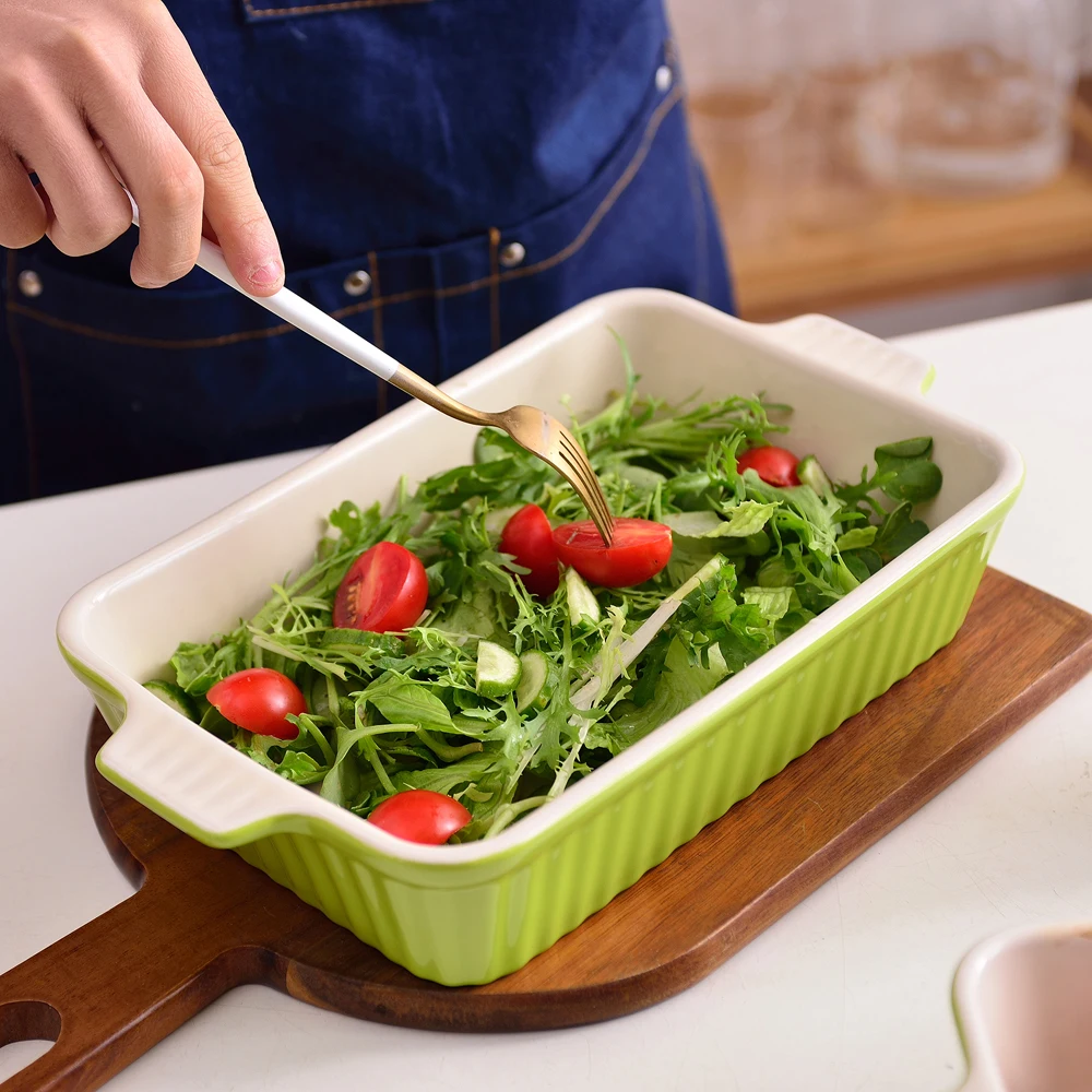 MALACASA 4-Piece Table Baking Dish Plate Set with Ceramic Handle Oven to Ideal for Lasagne/Pie/Casserole/Tapas(9"/11"/12"/13.3") - Image 4
