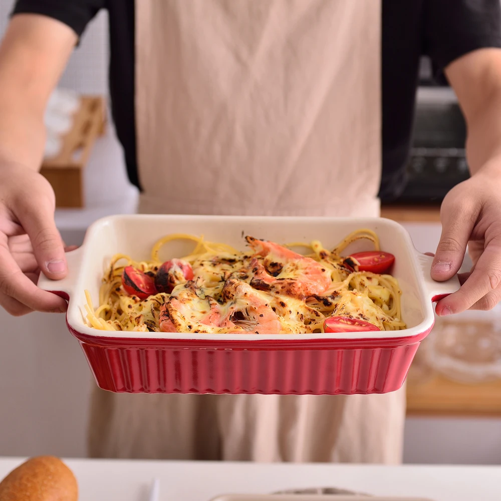 MALACASA 4-Piece Table Baking Dish Plate Set with Ceramic Handle Oven to Ideal for Lasagne/Pie/Casserole/Tapas(9"/11"/12"/13.3") - Image 5