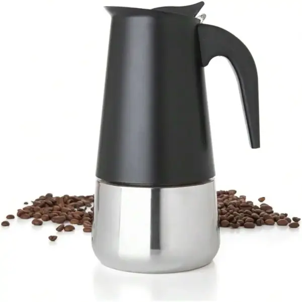6 Cup Espresso Pot 300ml/10oz, Moka Pot With Coffee Percolator Design, Stainless Steel Stove Top Coffee Maker For Camping Or Hom