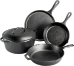 5-Piece Cast Iron Cookware Set - Pre-Seasoned Skillets, Griddle & Dutch Oven for Stovetop, Oven, Grill & Campfire