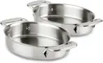 Stainless Steel Oval Bakeware Set 2 Piece Induction Oven Safe Baking Dish Silver
