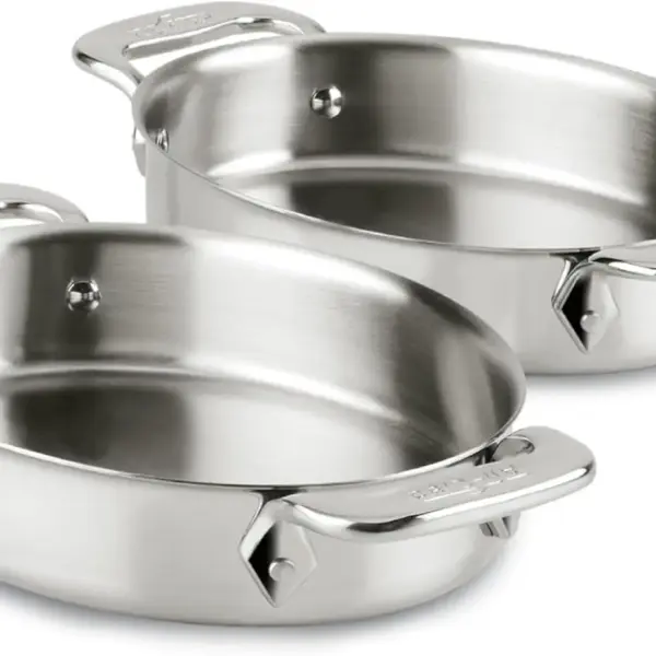 Stainless Steel Oval Bakeware Set 2 Piece Induction Oven Safe Baking Dish Silver