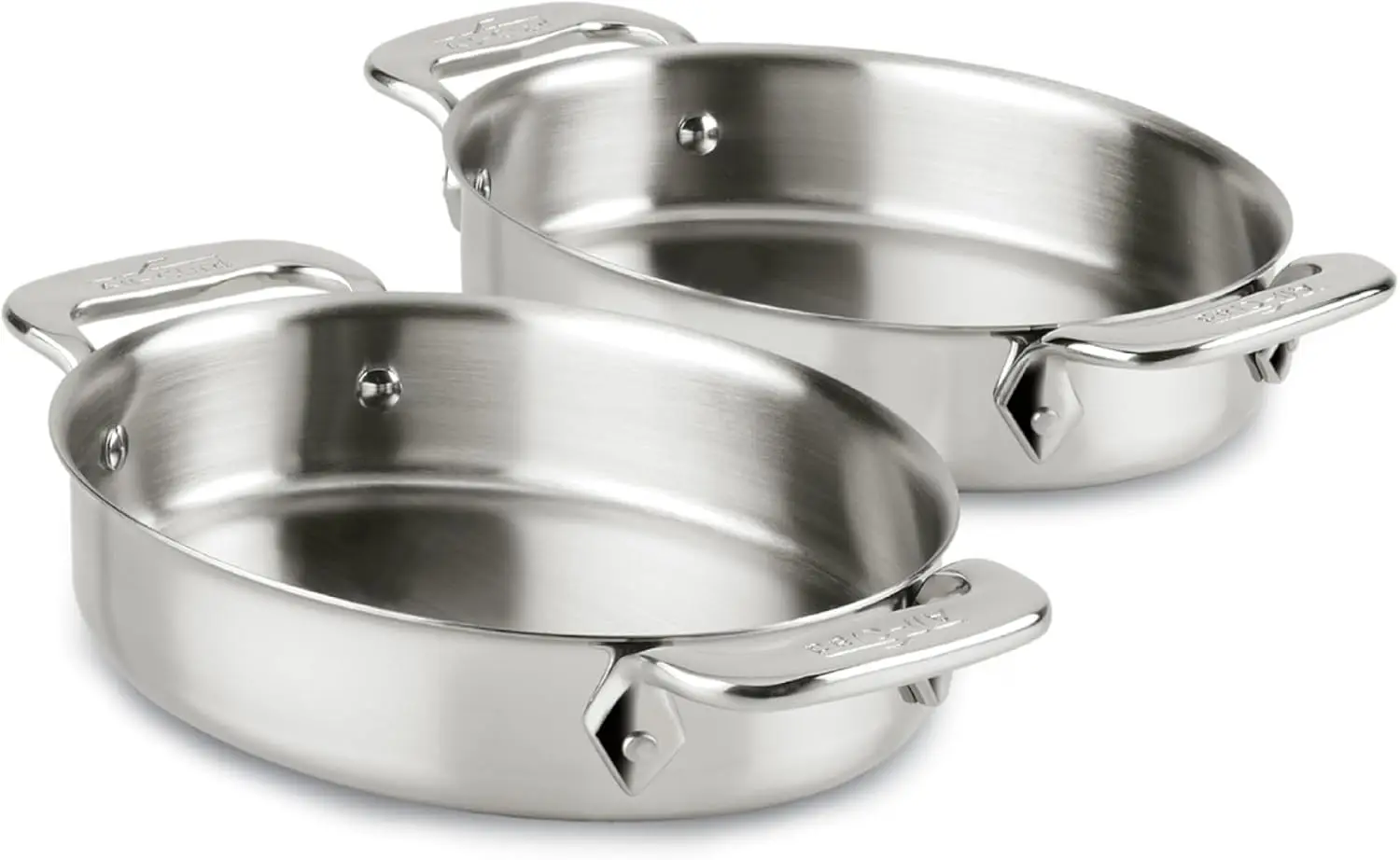 Stainless Steel Oval Bakeware Set 2 Piece Induction Oven Safe Baking Dish Silver