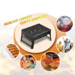 1Set Barbecue Charcoal Stove Portable Foldable Steel BBQ Grills for Outdoor Grilling Cooking Camping Hiking Picnics Tailgating