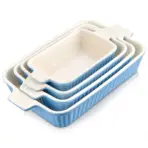 MALACASA 4-Piece Table Baking Dish Plate Set with Ceramic Handle Oven to Ideal for Lasagne/Pie/Casserole/Tapas(9