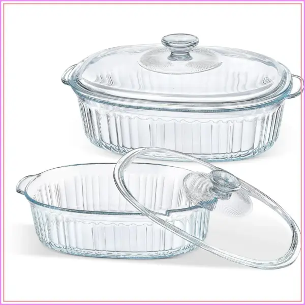 4-Piece Glass Casserole Baking Dish Set, 1.9Qt & 3Qt with Glass Lids, Oven Safe
