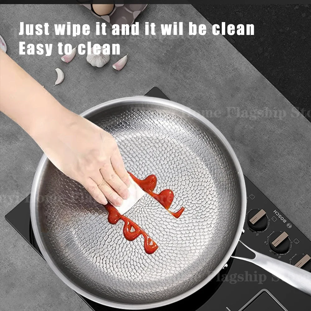 22/24/26/28/30cm Titanium Stainless Steel Frying Pan Non-stick Wok Home Egg Steak Skillet Induction Gas Stove Kitchen Cookware - Image 4