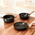 17-Piece Cookware Set (6 Pots, 3 Lids, Assembled Handles, Black, with 28cm Stockpot, Aluminum)