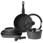 SucceBuy 17 Pcs Nonstick Cookware Set Granite Pots and Pans Set Induction Cookwares Kitchen Cooking Set w/Frying Sauce Saute Pan