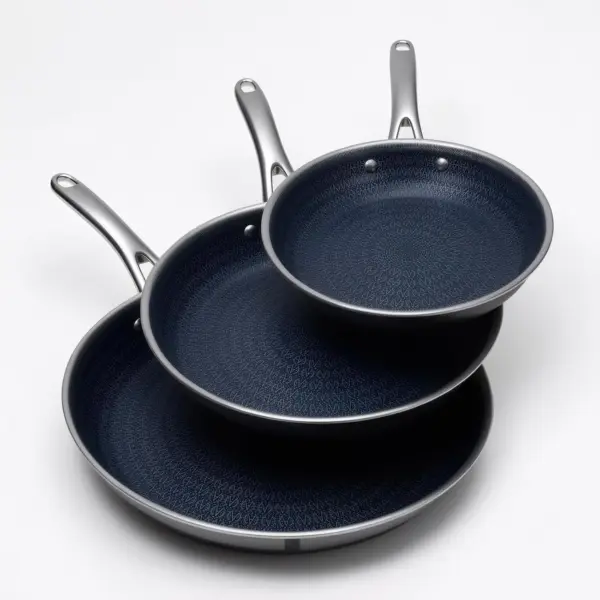 Tri-Ply Stainless Steel Frying Pans Set 3 Piece Nonstick Skillets 8/9.5/11 Inch Induction Cookware Dishwasher Safe Oven Safe Blue Interior