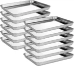 12 Pack Stainless Steel Baking Sheets Set, Nonstick Quarter Cookie Sheet Pan, 12x9x1 Inch, Dishwasher Safe for Toaster Oven