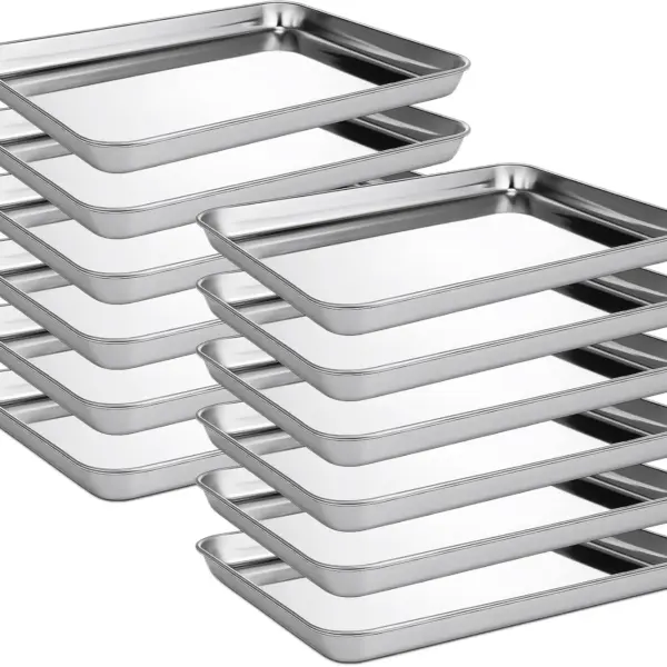 12 Pack Stainless Steel Baking Sheets Set, Nonstick Quarter Cookie Sheet Pan, 12x9x1 Inch, Dishwasher Safe for Toaster Oven