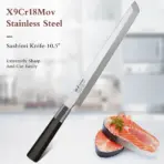 TURWHO 270mm Filleting Knife X9Cr18MoV High Carbon Steel Kitchen Knives Japanese Sashimi Sushi Salmon Knife with Ebony Handle