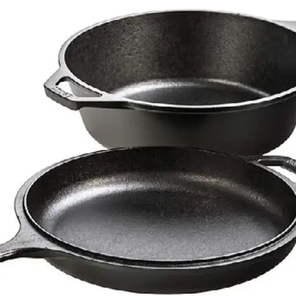 2-in-1 Cast Iron Combo Cooker: 3.2QT Deep Pot & 10.25" Skillet Set for Sourdough Bread, Frying, Camping, Stovetop & Oven Safe, PFAS-Free, Pre-Seasoned