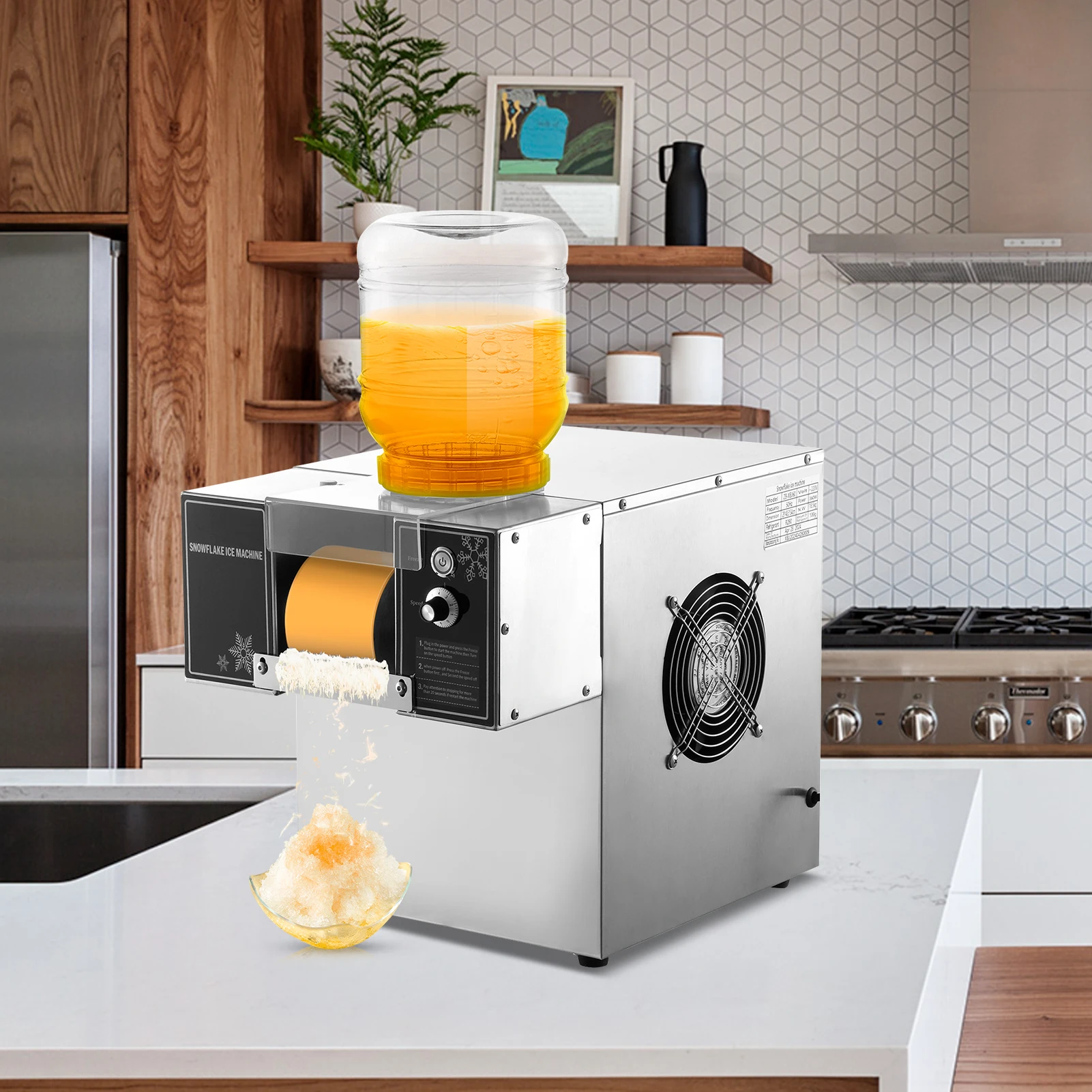 Snowflake Ice Machine, 44LBS/24H Snowflake Ice Maker, Ice-Shaver Machine with Stainless Steel Blade, Electric Snow Cone Maker with 0.2 Gal Tank, 40S Fast Pre-Cooling, for Home & Small Gatherings - Image 2