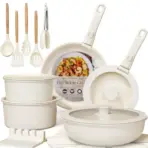 Pots and Pans Set Non Stick, Ceramic Cookware Set Detachable Handle, RV Kitchen Cooking Set Removable Handles, Oven Safe, Induc