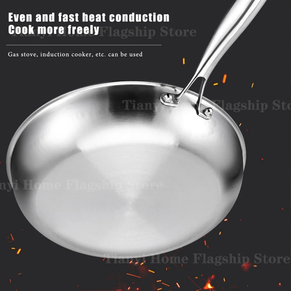 22/24/26/28/30cm Titanium Stainless Steel Frying Pan Non-stick Wok Home Egg Steak Skillet Induction Gas Stove Kitchen Cookware - Image 2