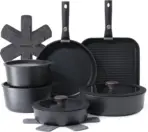 17 Piece Nonstick Pots and Pans Set with Removable Handle, Induction Cookware Set, Dishwasher & Oven Safe, PFOA Free, Space Saving