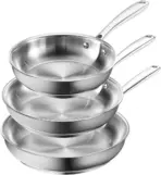 3-Piece Stainless Steel Frying Pan Set, Induction Cookware, Oven Safe Skillets 8