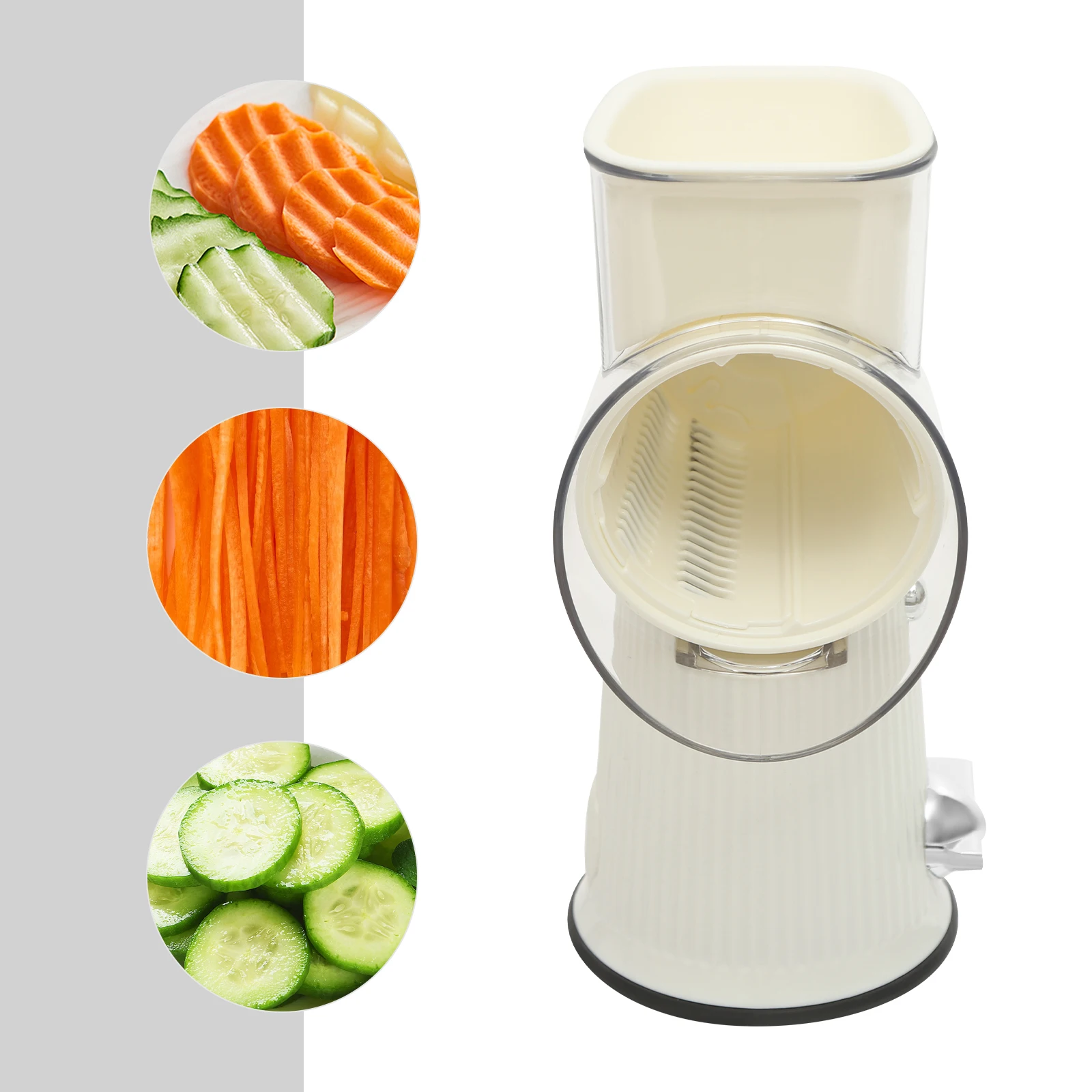 Rotary Cheese Grater Manual Cheese Vegetable Slicer Food Chopper with 5 Interchangeable BladesĀ & Suction Cup Base for Kitchen - Image 5