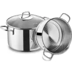 Double Boiler Steamer Pot with Glass Lid, 4-Quart Stainless Steel Cookware