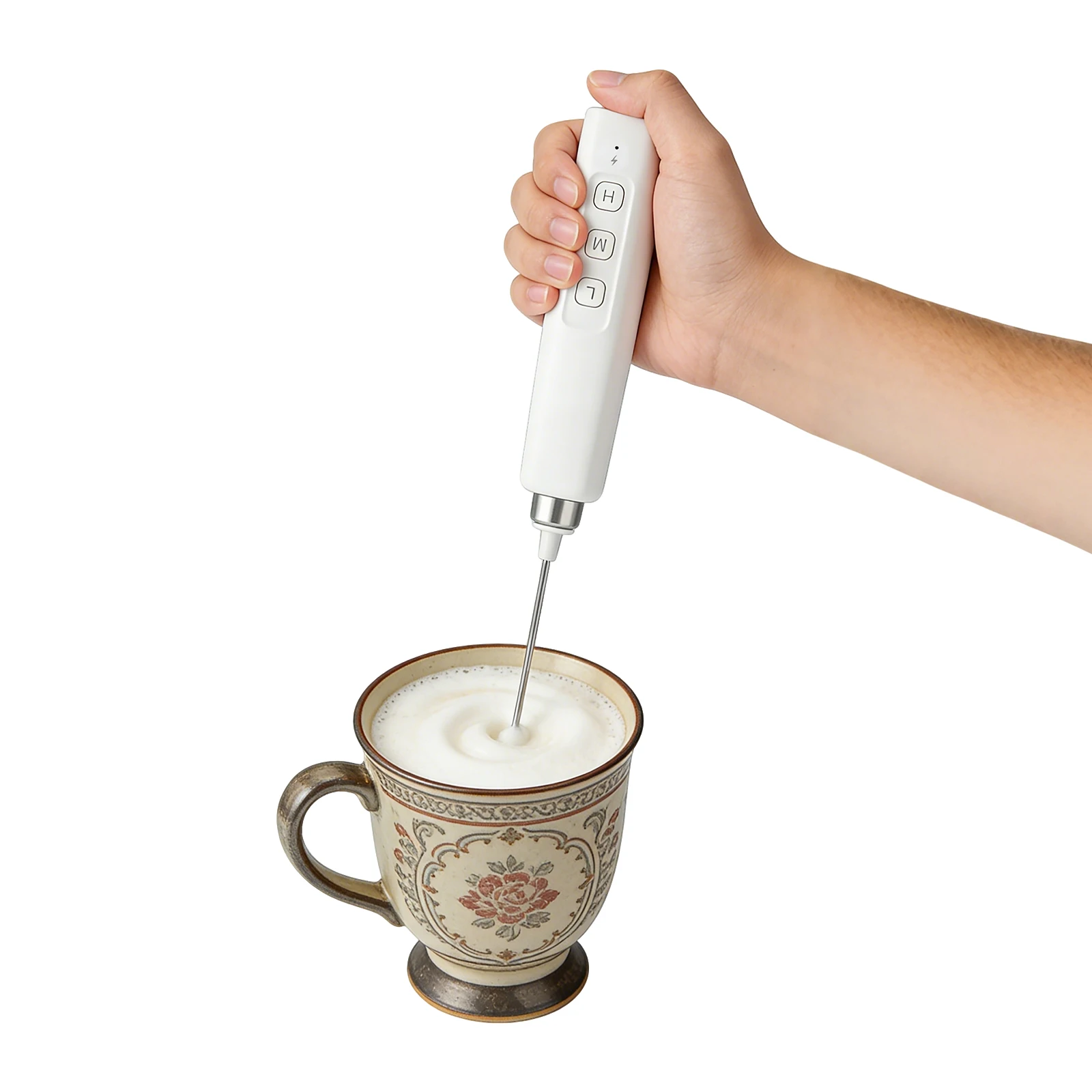 2.5W Rechargeable Handheld Milk Frother, 3 Speed Adjustable Electric Egg Beater Mixer, Stainless Steel Mini Frother Wand for Coffee, Protein Shakes - Image 2
