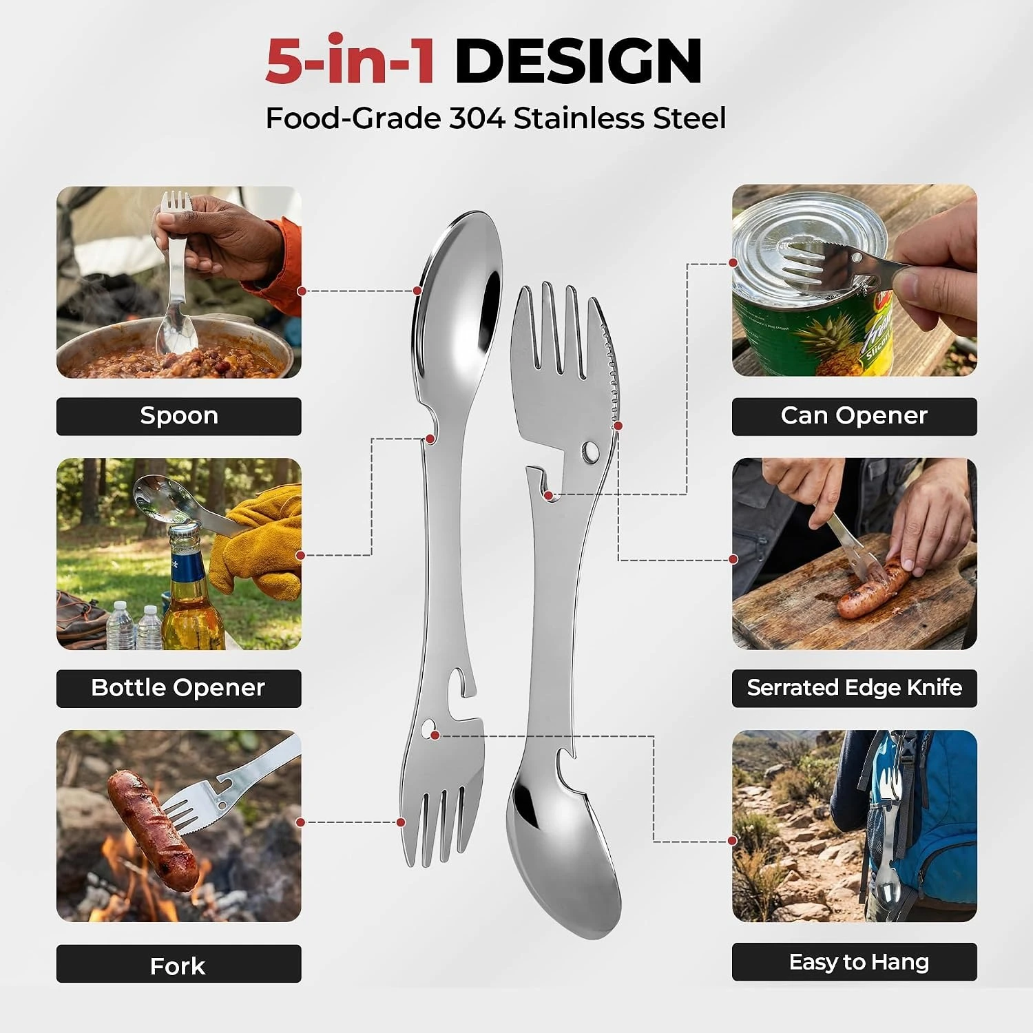 Lightweight Non Stick 9Pcs Camping Cookware Mess Kit With 3200W Backpacking Stove Gas Can Support Igniter 5 In 1 Spork For Solo Outdoor Camping Hiking Picnic - Image 6