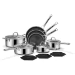 SNOWCLAD Pots and Pans Set Non Stick 14 Pcs Hybrid Stainless Steel Cookware Sets Non Stick Frying Pans Saucepans Saute Pan and