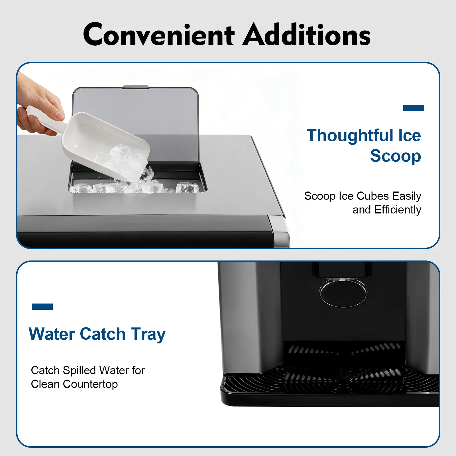 Countertop Ice Maker 15kg 24H 110V 2-in-1 Ice Machine 6-12 Mins Fast Ice Making Self-cleaning Electric Ice Dispenser Touch Control Large Storage Auto Shut-off for Home Office Cafe Party Kitchen Bar - Image 8