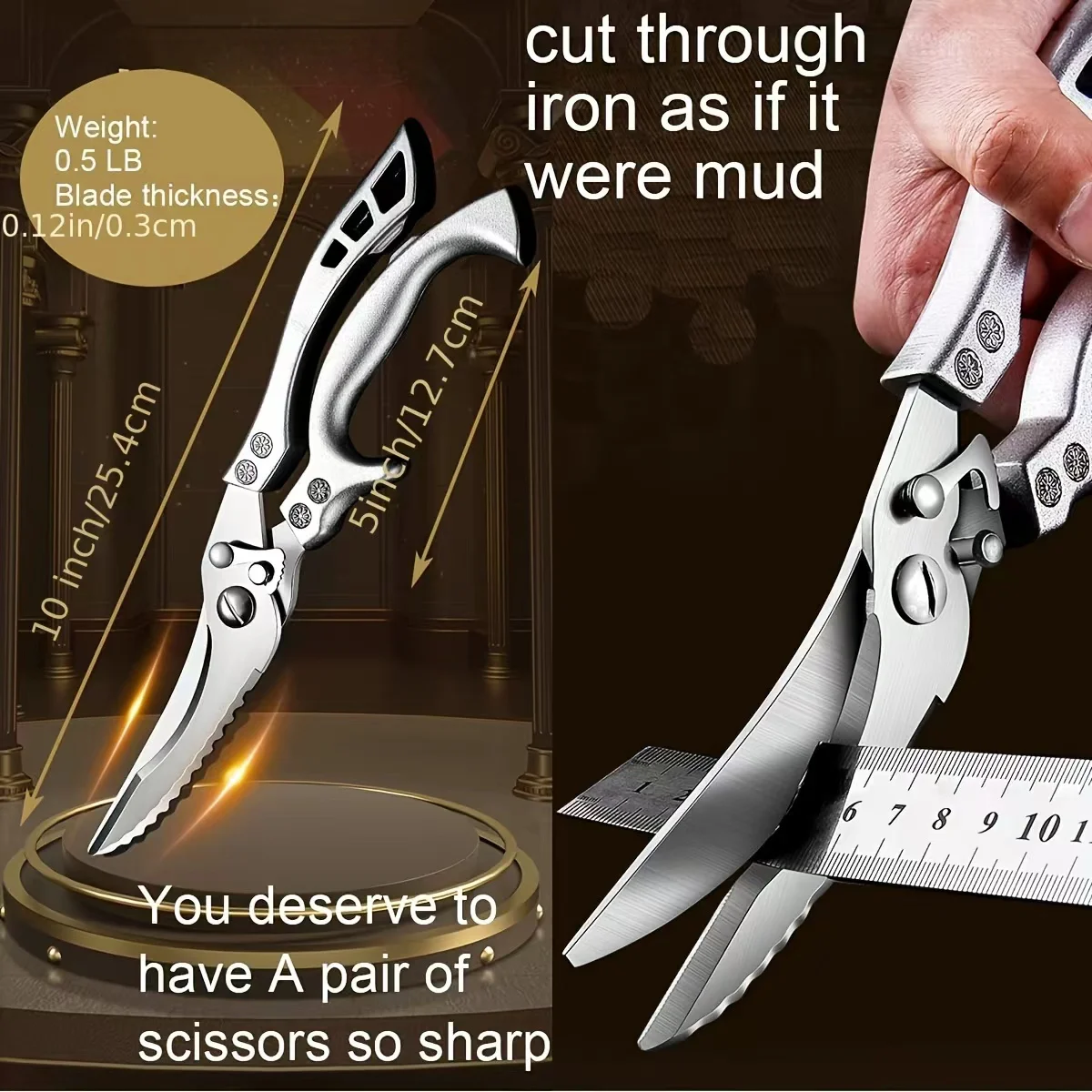 7Pcs Hand Forged Kitchen Knife Set Hammer Pattern Blade Lion Head Wooden Handle Cleaver Chef Boning Knife With Scissors For Camping Outdoor BBQ Home Cooking - Image 2