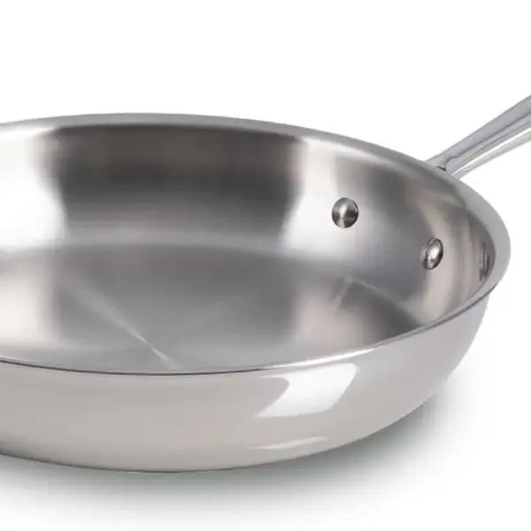 Stainless Steel Frying Pan 10 Inch Induction Cookware Oven Safe 500F Fast Even Heat Professional Skillet Silver