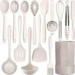Silicone Cooking Utensils Set - 446°F Heat Resistant Kitchen Utensils, Spatula,Turner Tongs,Spoon,Whisk,Kitchen Utensil Gadgets Tools Set for Nonstick Cookware,Dishwasher Safe BPA Free