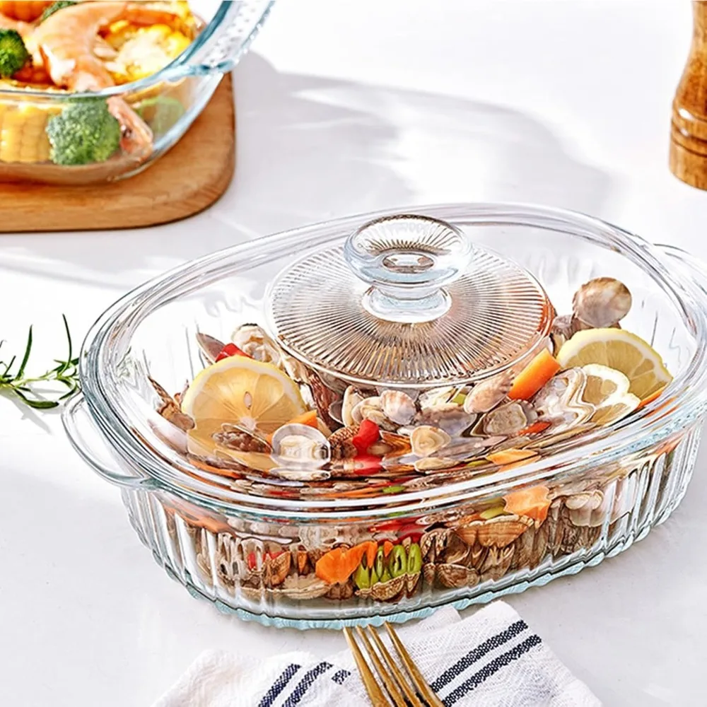 4-Piece Glass Casserole Baking Dish Set, 1.9Qt & 3Qt with Glass Lids, Oven Safe - Image 5