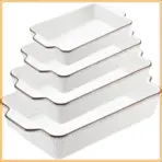 Ceramic Casserole Dishes Set of 4, Non-Stick Bakeware with Handles, 4 Sizes for Lasagna, Cake, Roasting, Microwave & Dishwasher Safe (White)