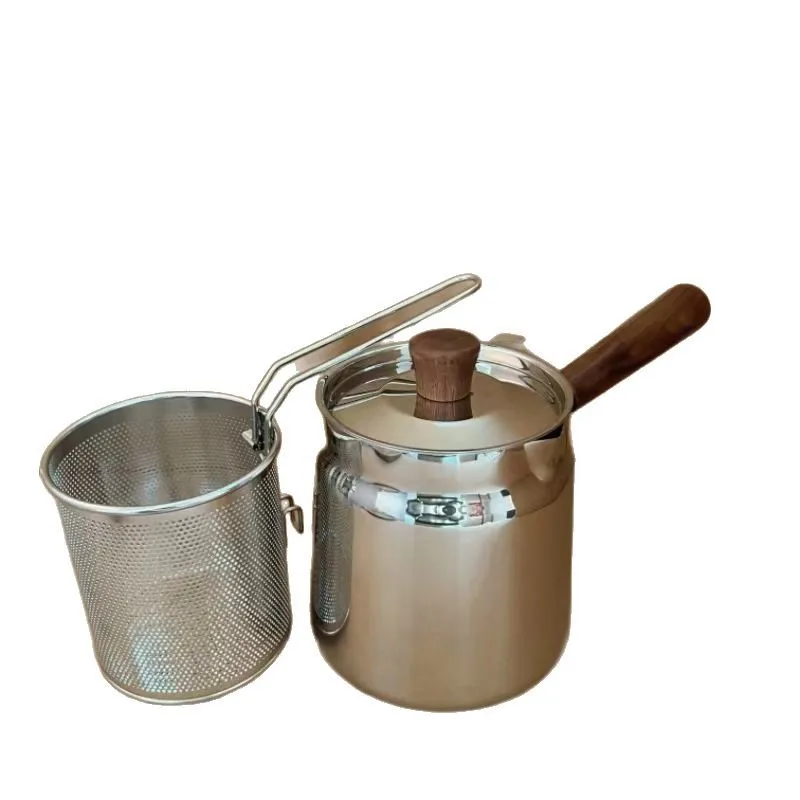304SS Deep Fryer Pot, Oil-Saving Induction-Ready w/Strainer, Home Elevated Design Compact Electric Skillet - Image 5