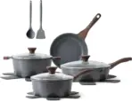 Nonstick Cookware Set 13-Piece, Non Stick Pots and Pans Set with Swiss Granite Coating, Healthy Kitchen Cooking Set, Stay-Cool Handles, Induction Compatible, PFOA/PFOS Free
