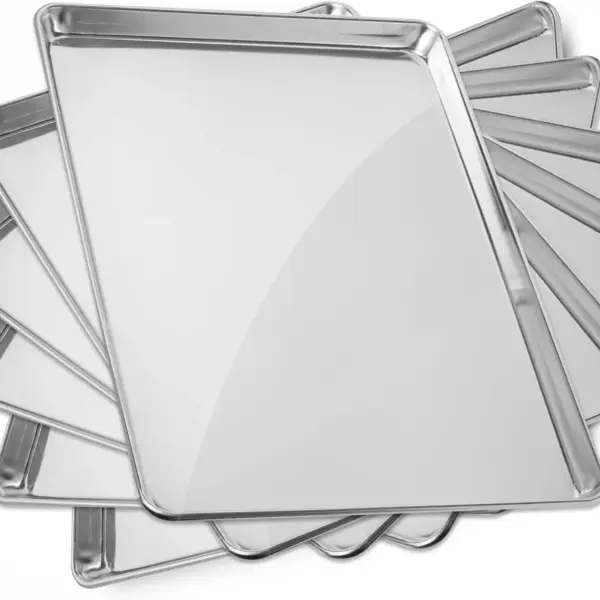 Commercial Aluminum Cookie Sheet 18"x26" Full Sheet Baking Tray 6 Pans - Heavy Duty Oven Pan