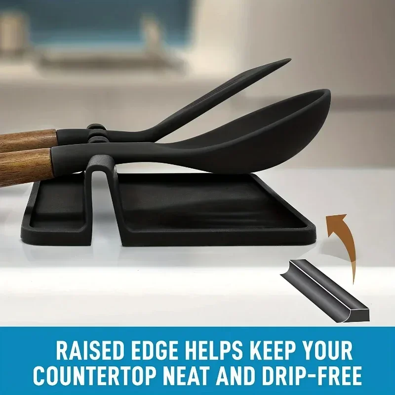 1pc Heat-Resistant Silicone Utensil Holder with Drip Pad - Perfect for Stove Spoons, Spoons, and Tongs - Kitchen Essential - Image 5