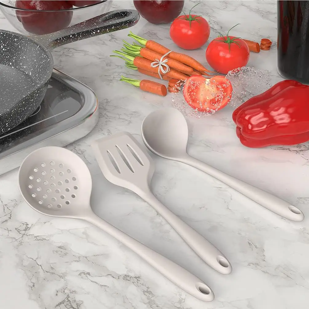 Silicone Cooking Utensils Set - 446°F Heat Resistant Kitchen Utensils, Spatula,Turner Tongs,Spoon,Whisk,Kitchen Utensil Gadgets Tools Set for Nonstick Cookware,Dishwasher Safe BPA Free - Image 4