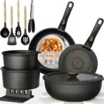 Pots and Pans Set Non Stick, Ceramic Cookware Set Detachable Handle, RV Kitchen Cooking Set Removable Handles, Oven Safe, Induc