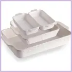 Ceramic Bakeware Set of 4, Rectangular Baking Dish with Handles, Oven Casserole Dishes for Lasagna, Gratin, Roasting, Daily Use