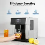 Countertop Ice Maker 15kg 24H 110V 2-in-1 Ice Machine 6-12 Mins Fast Ice Making Self-cleaning Electric Ice Dispenser Touch Control Large Storage Auto Shut-off for Home Office Cafe Party Kitchen Bar