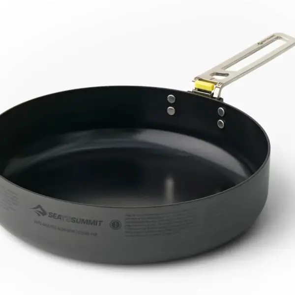 Ultralight 8 Inch Camping Pan Non-Stick Hard Anodized Aluminum Removable Handle Portable Cookware
